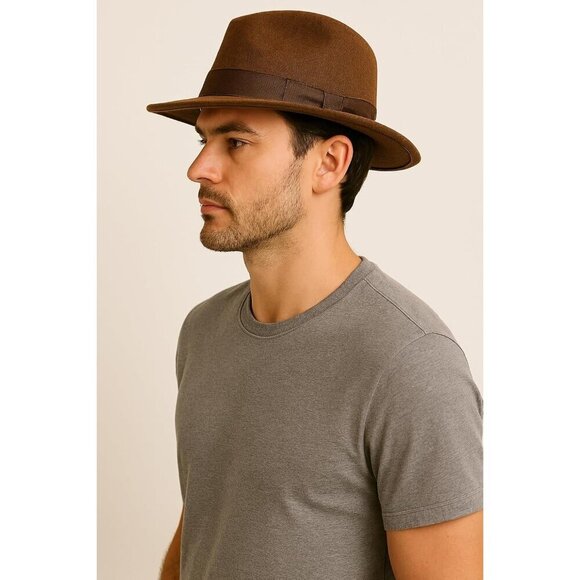 Adult Brown Fedora Hat Cosplay Halloween Costume Accessory Unisex